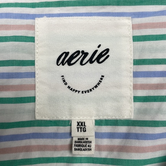 NWOT Aerie Boyfriend Fave Striped Oversized Button-Up Long Sleeve Shirt XXL - Picture 7 of 9